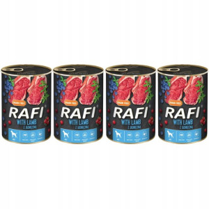4x RAFI Karma psa Jagnięciną borówką żurawiną 400g