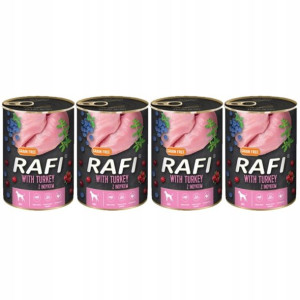 4x RAFI Indyk z borówką i żurawiną 400 g karma psa