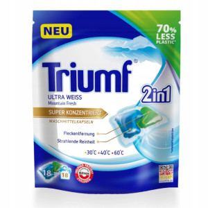 TRIUMF Kapsułki do prania białego niemieckie 18szt