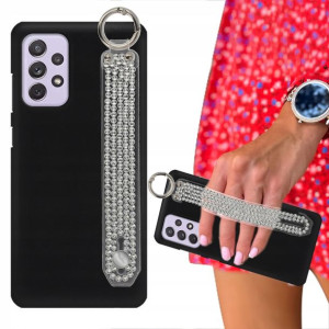 Etui Mat Czarne do SAMSUNG A72 5G Pasek Cyrkonie