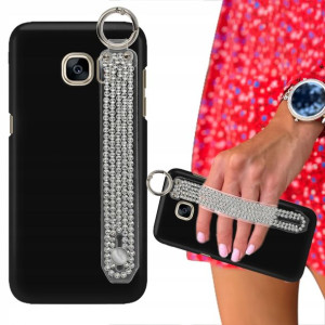 Etui Mat Czarne do SAMSUNG S7 EDGE Pasek Cyrkonie