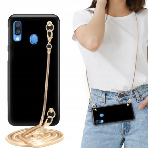 Etui MATOWE BLINK Czarny do SAMSUNG A40 Łańcuszek