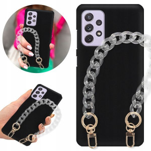 Etui Matowe BLINK Czarny do SAMSUNG A72 5G Łańcuch