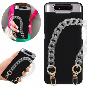 Etui Matowe BLINK Czarny do SAMSUNG A80 Łańcuch