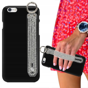 Etui Matowe Czarne do IPHONE 6 Pasek Cyrkonie Top