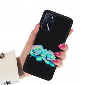 Etui Matowe Czarne do OPPO A16S Art Sztuka Wzory