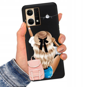 Etui Matowe Czarne do OPPO RENO 7 4G Serial Wzory