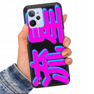 Etui Matowe CZARNE do REALME C31 Sztuka Art Wzory