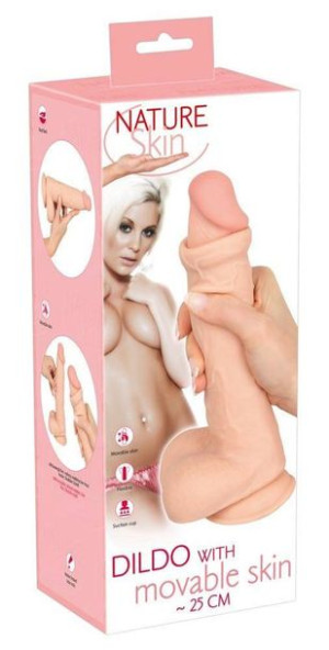 Dildo z ruchomą skórą 24,7cm Nature Skin
