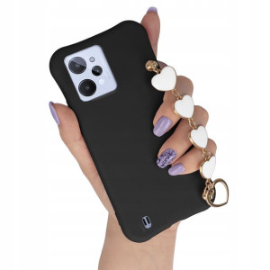 Etui Matowe Czarne Łańcuszek Serce do REALME C31
