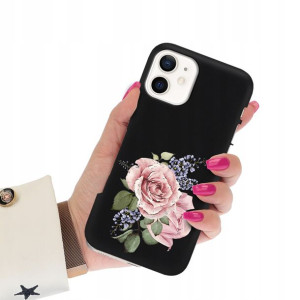 Etui Matowe CZARNY do IPHONE 12 MINI Wiosna Wzory