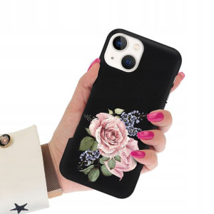 Etui Matowe CZARNY do IPHONE 13 MINI Wiosna Wzory