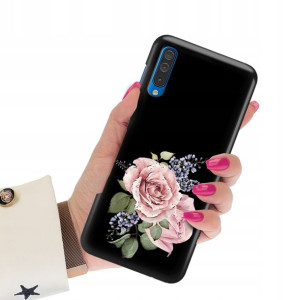Etui Matowe CZARNY do SAMSUNG A30s Wiosenne Wzory