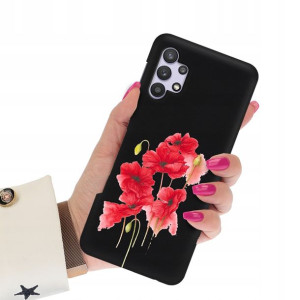 Etui Matowe CZARNY do SAMSUNG A32 Wiosenne Wzory