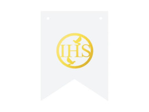 Baner DIY (flagietka, flaga), 16 cm, kształt "IHS"