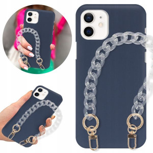 Etui Matowe Granat BLINK Łańcuszek do IPHONE 12
