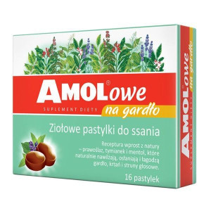 Amolowe Na Gardło, prawoślaz, 16 pastylek do ssania