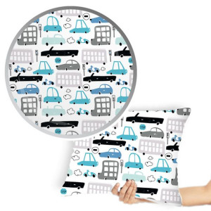 Poszewka na poduszkę biała 40x60 cm w samochodziki auta