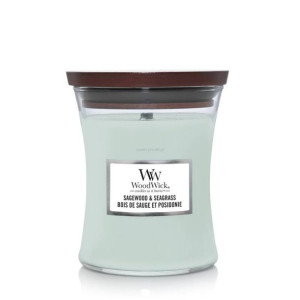 WoodWick średnia SAGEWOOD & SEAGRASS