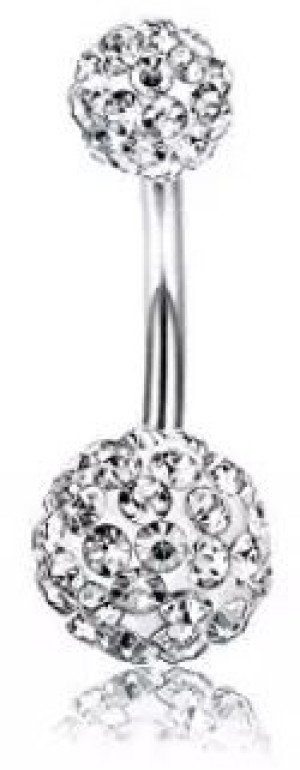Srebrny Kolczyk Do Pępka Kryształki Ss316l