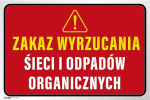 MDS+ Tabliczka zakaz wyrzucania śmieci i odpadów organicznych 20x30