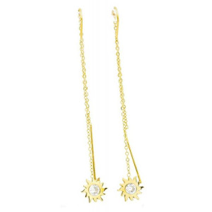 Kolczyki złocone z cyrkoniami pozłacane 18K 8cm
