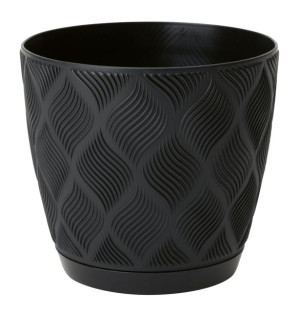 Doniczka Flow petit ECO recycled z podstawką 15 głęboka czerń