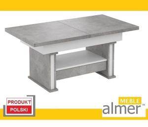 Ławostół StółŁawa L16 z szufladą rozkładany do 170cm  jasny beton biały