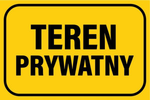 TABLICZKA TEREN PRYWATNY żółta pvc 20X30