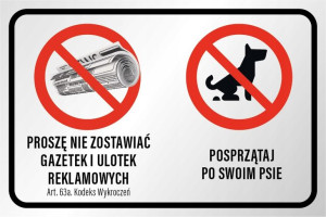 TABLICZKA 20x30 zakaz roznoszenia gazetek