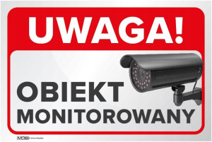 TABLICZKA 30x20 monitoring obiekt kamera