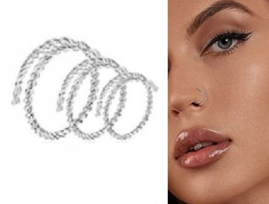 Kolczyk Podwójne kółko do nosa Spirala Piercing