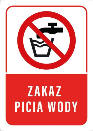 Tabliczka ZAKAZ PICIA WODY 20x30
