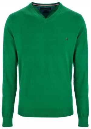 Sweter męski TOMMY HILFIGER zielony Premium Cotton