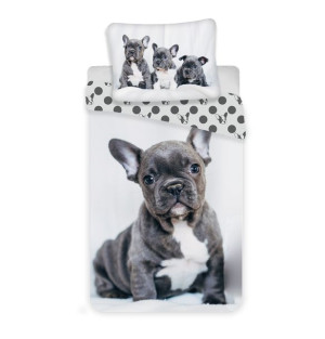 Pościel bawełniana 140x200 Bulldog Buldożki Buldog