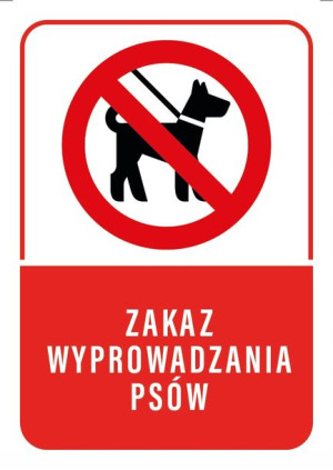Tabliczka ZAKAZ WYPROWADZANIA PSÓW 20x30