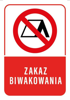 Tabliczka ZAKAZ BIWAKOWANIA 20x30