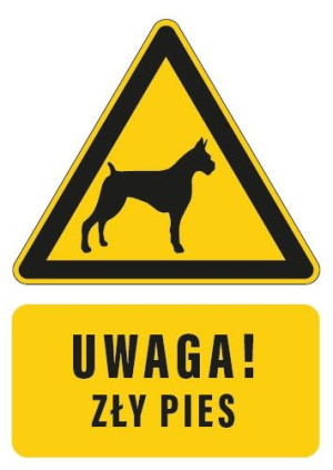 Tablica ostrzegawcza UWAGA ZŁY PIES 20x30