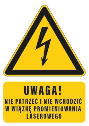 Tabliczka UWAGA WIĄZKA LASEROWA 20x30