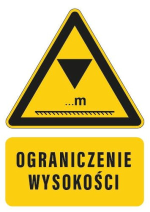 Tabliczka UWAGA OGRANICZENIE WYSOKOŚCI 20x30