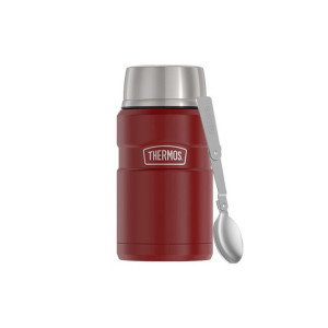 Termos na jedzenie z składaną łyżką i kubkiem - rustic red