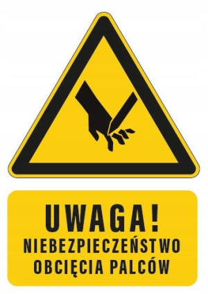 Tabliczka Niebezpieczeństwo Obcięcia Palców 20x30