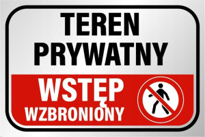 Tabliczka Teren Prywatny Wstęp Wzbroniony Pcv 20x30