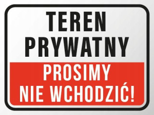 TABLICZKA TEREN PRYWATNY proszę nie wchodzić 20x30