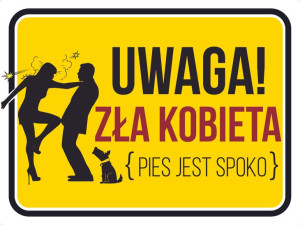 TABLICZKA Zła kobieta Pies jest spoko 30x40
