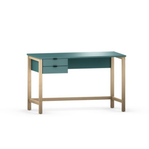 B-DES7 - TURKUSOWE biurko 100x50cm z dwiema szufladami po jednej stronie