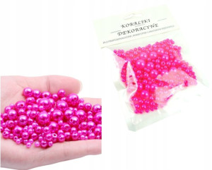 V2 Różowe Koraliki Dekoracyjne Mix Rozmiarów