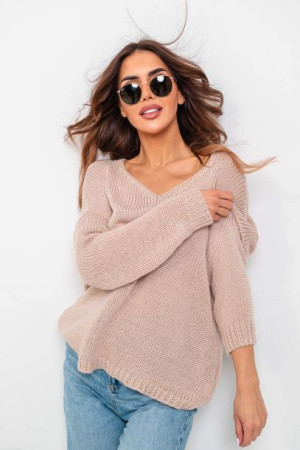 Sweter damski V-classic delolt V nude UNI