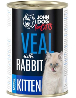 JohnDog For cats Mousse Kitten cielęcina/król 400g
