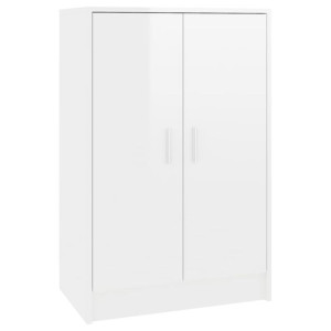 Szafka na buty, biała z połyskiem, 60x35x92 cm, płyta wiórowa